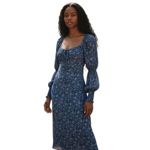 Free People Long Sleeve Maxi Floral Dress With Back Cutout Size XS Like New